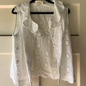 Verge Girl White Ruffled Cut Out Blouse